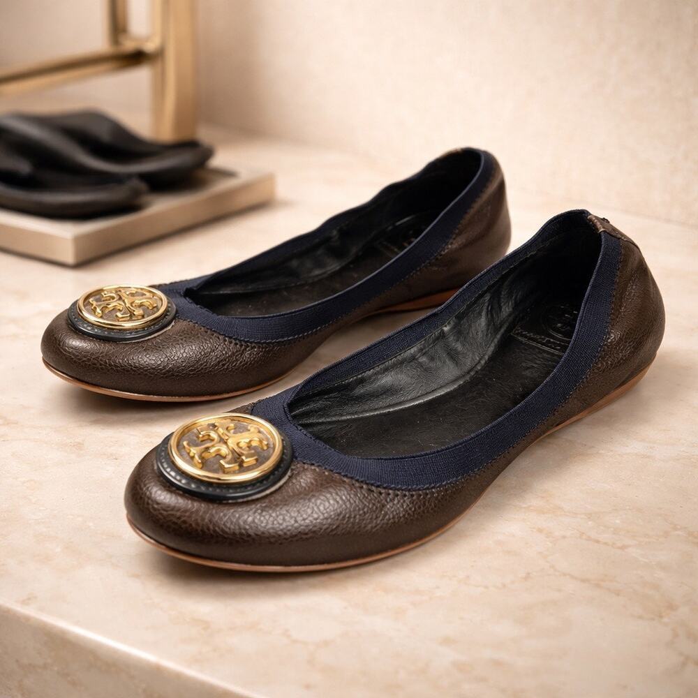 Tory Burch Leather Ballerina Flats Womens 7.5 School College Academia Workwear